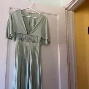 ASOS Cape Pleated Lace Insert Evening Dress